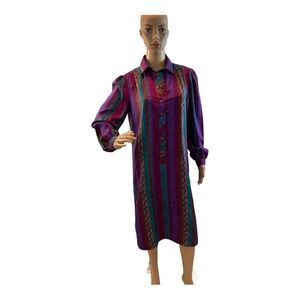 Women Vintage 1980's Schrader Sport Shirt multicolor Dress Sz M.